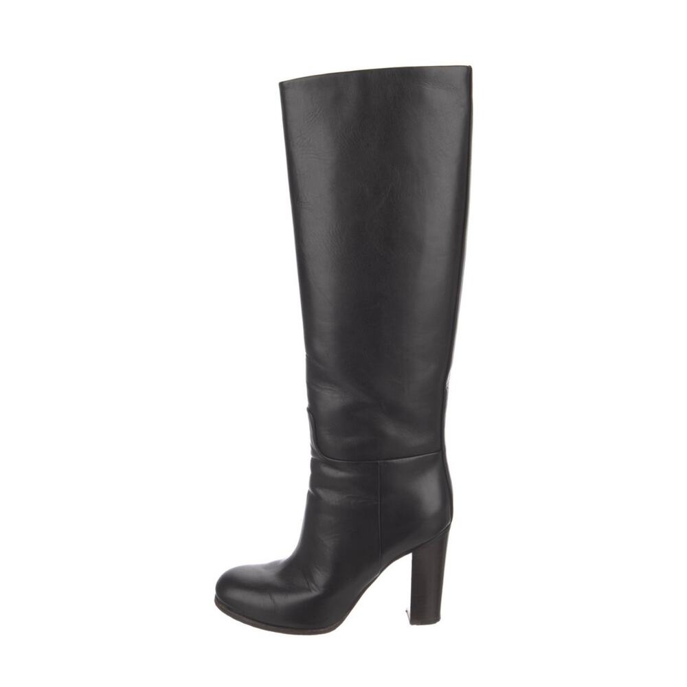 Celine Leather Knee-High Boots US 6 | IT 36 Black Semi-Pointed Toes Block Heels